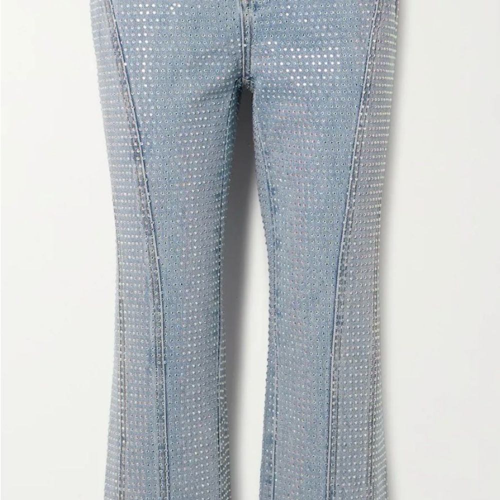 Self-Portrait Light Blue Embellished Flare Jeans